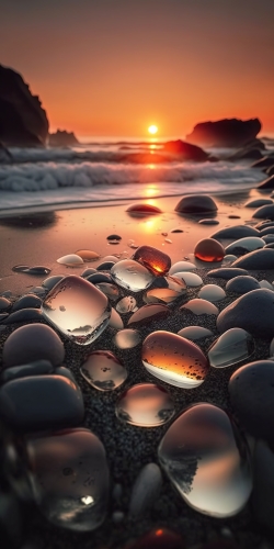 beautiful photography sunset at a beach covered by glas 87eb4d32-b53a-4a28-8f27-a1e8cfa1585e