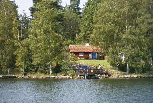 cottage by the lake sweden wallpaper